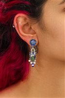 Orecchini Ayala Bar Donna Blue Domes in Lega metallica Cristallo R2418 - R2418